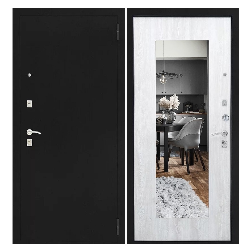 Дверь с зеркалом сосна белая Люкс Ратибор в квартиру